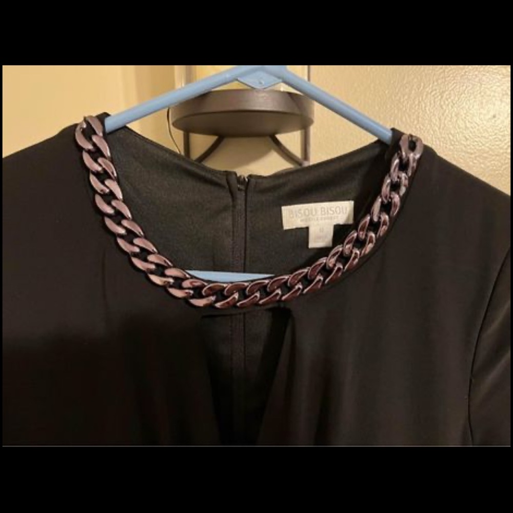 Black Dress with Charcoal Colored chain Detail